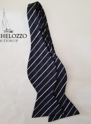Black Check With Stripe Pure Silk Bow tie