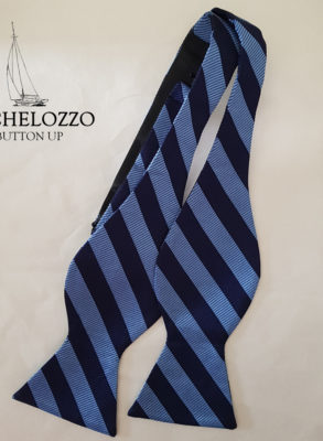 Blue Navy Strip Pure Silk Bow Tie