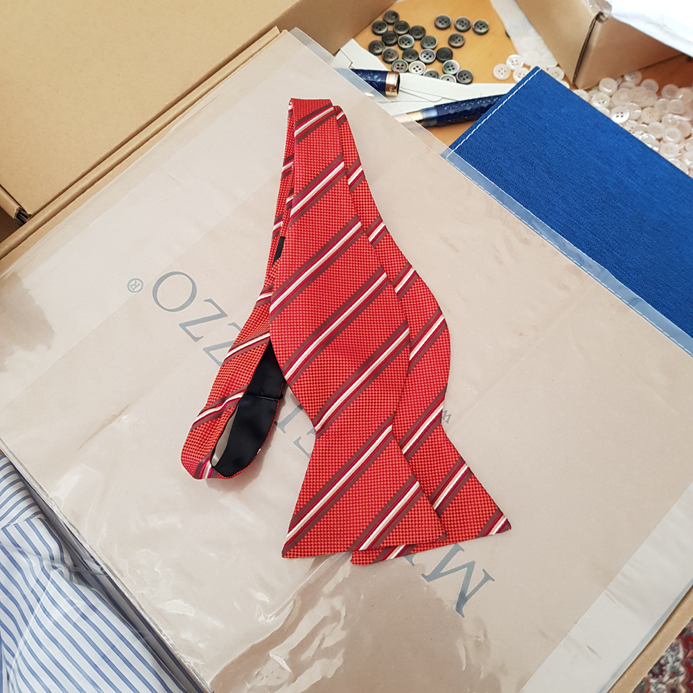 Red Stripe Pure Silk Bow Tie